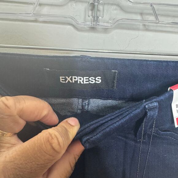 Express Barely Boot High Rise Jeans Women’s 2 Short Blue Denim Stretch Casual - Picture 6 of 14